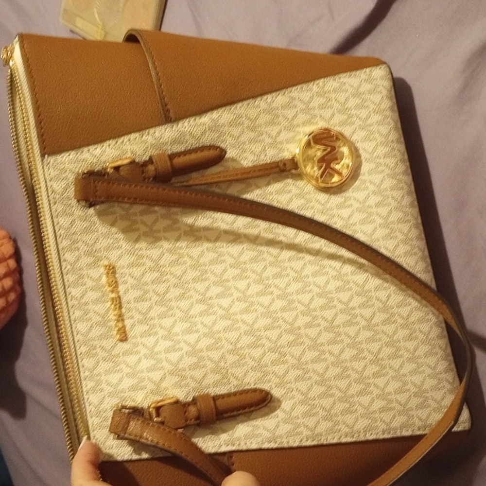 Michael Kors Trisha light cream multi-large shoulder bag